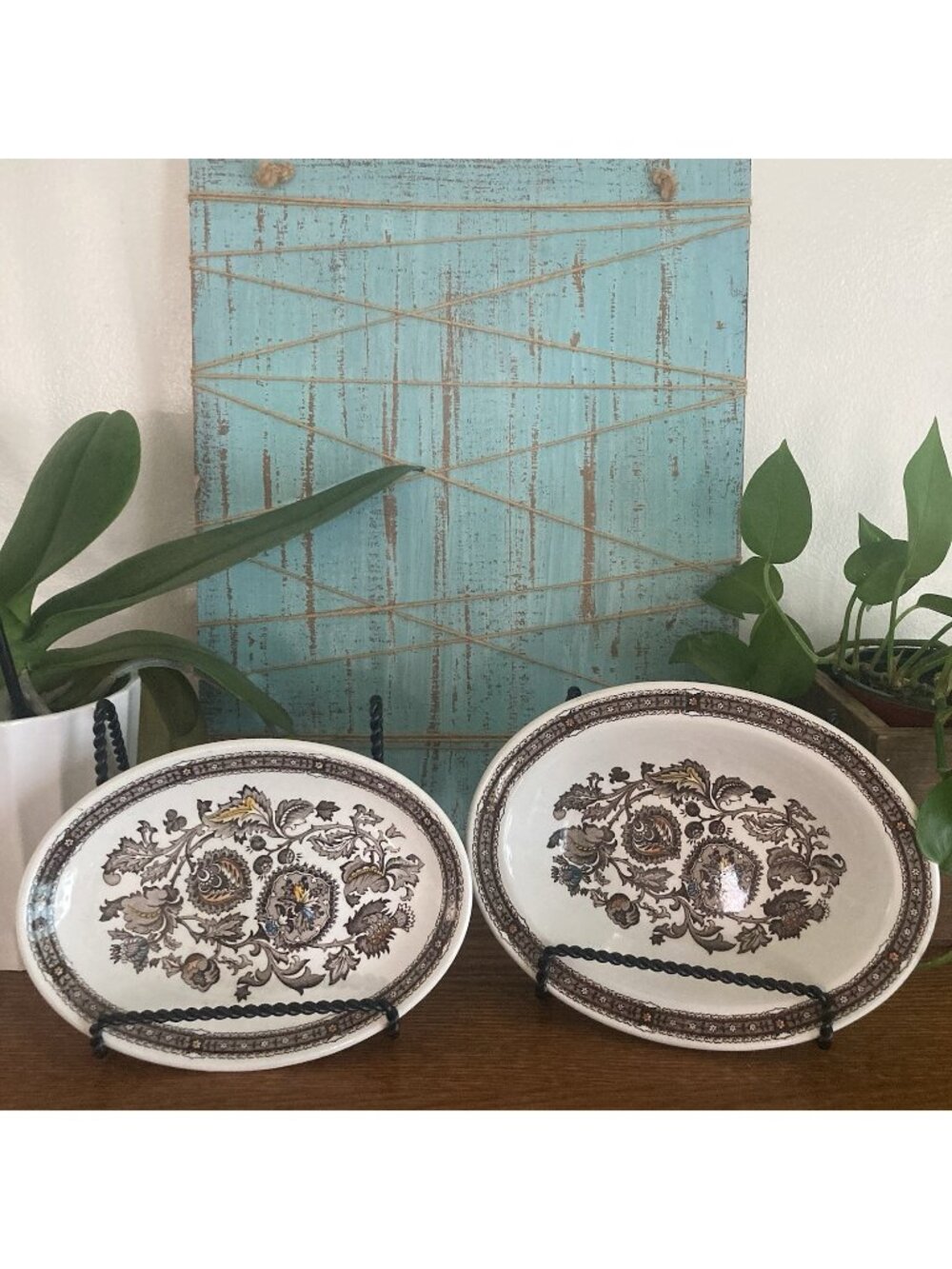 Ridgway Jacobean Oval Relish Dish & Bowl  Transferware Ironstone Thanksgiving